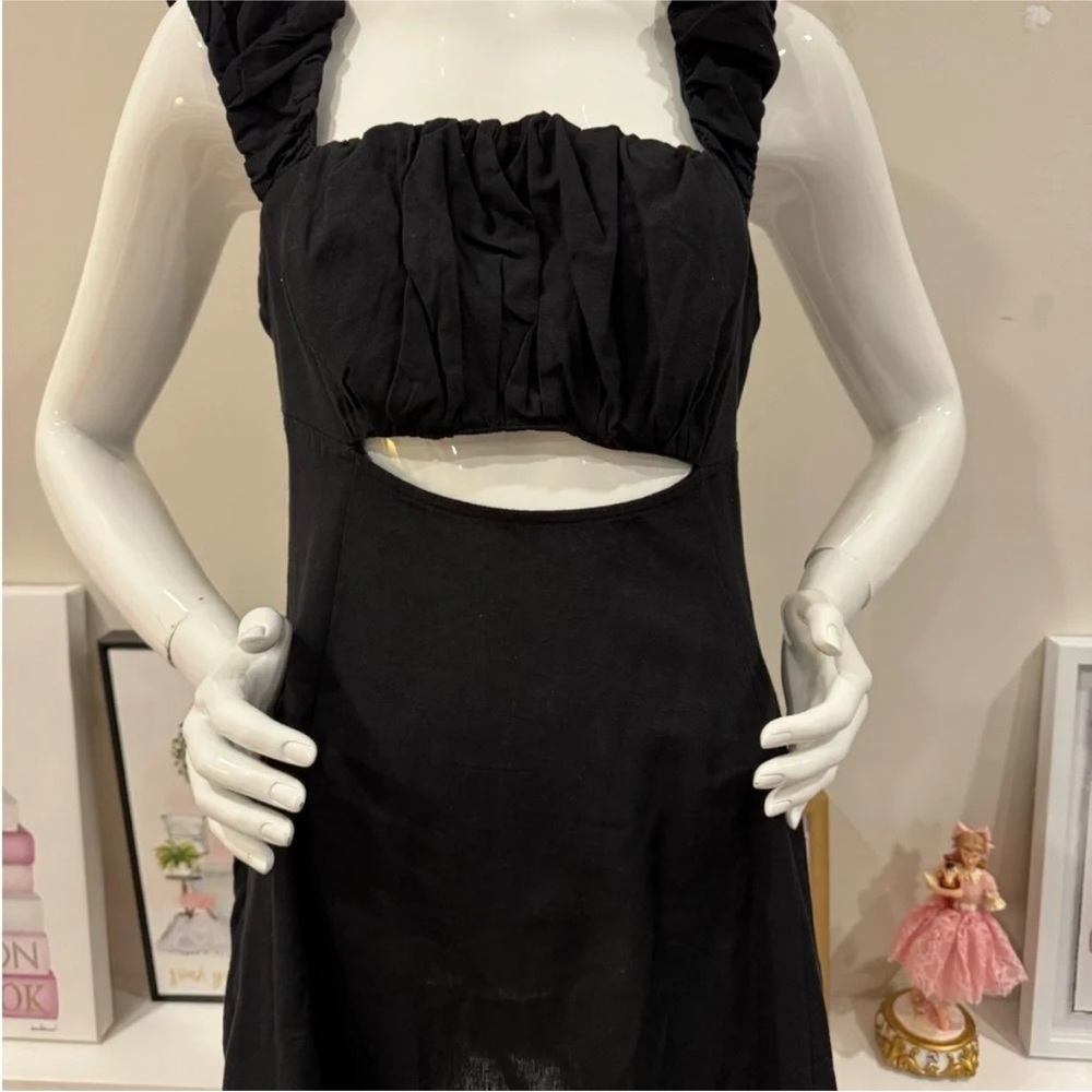 Free People BOM BOM Island Elegant Black Ruffle Mini Dress Sz L - Picture 6 of 6